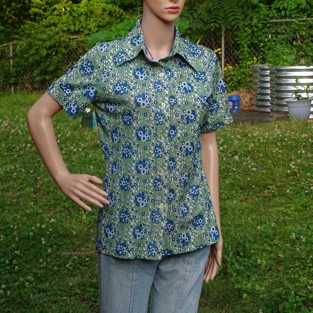 Vintage 70s Sears Perma Prest Disco Shirt Size 16